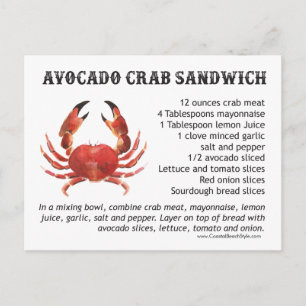 Carte Postale Recettes de crabe