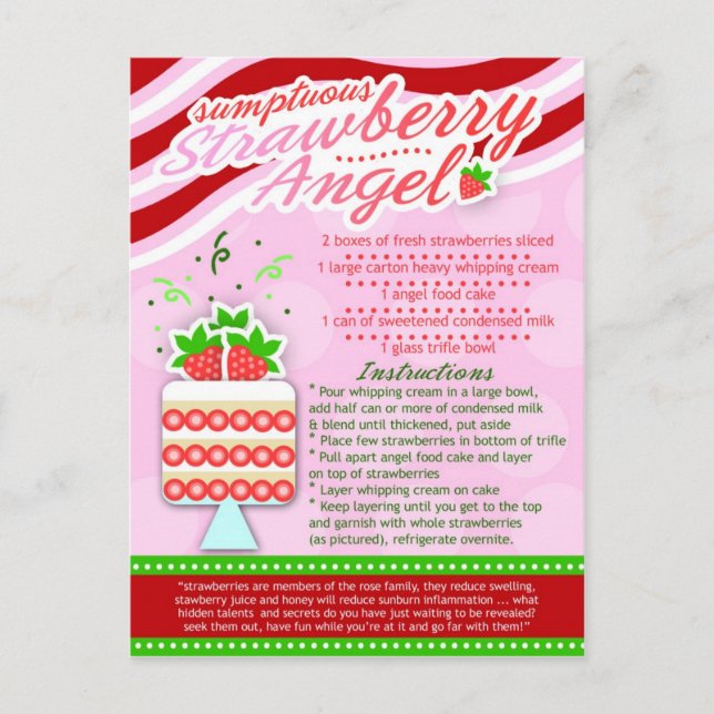 Carte Postale Recettes riches SUMPTTUEUSES ANGEL FRAISEUR (Devant)