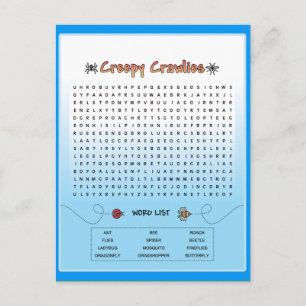 Carte Postale Recherche de mots sur les crevettes déplaisantes