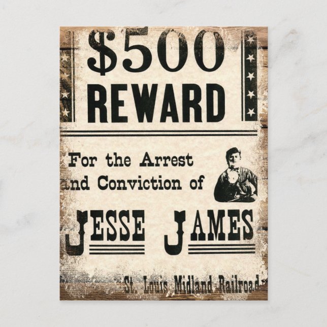 Carte Postale Recherché Jesse James (Devant)