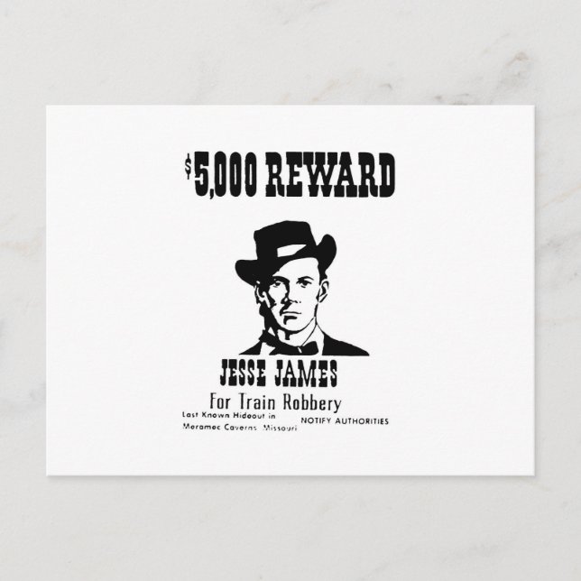 Carte Postale Recherché Jesse James (Devant)
