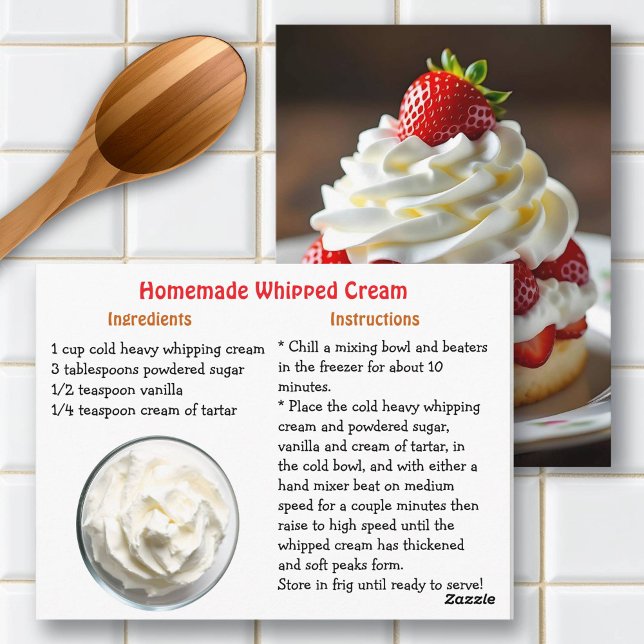 Carte Postale Recipe Card for Homemade Whipped Cream (Créateur téléchargé)