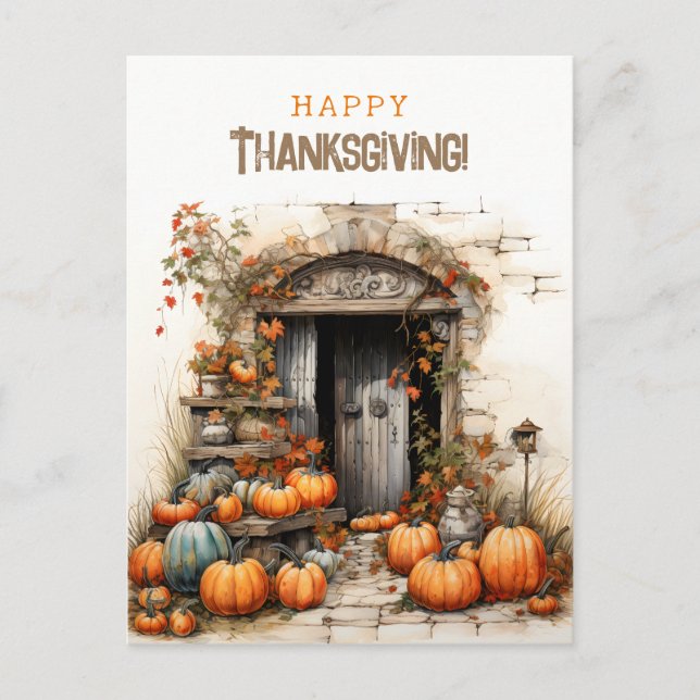 Carte Postale Récolte de Bon thanksgiving citrouille (Devant)