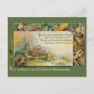 Carte Postale Récolte vintage Auld Lang Syne Thanksgiving