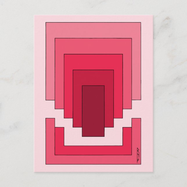 Carte Postale Rectangle Abstrait en rouge (Devant)