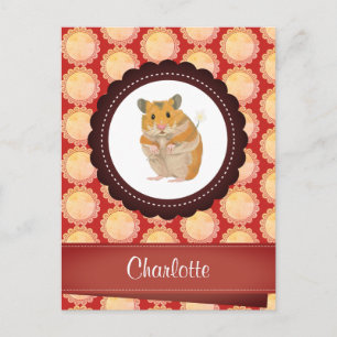 Carte Postale Red Ajouter Votre Nom Hamster