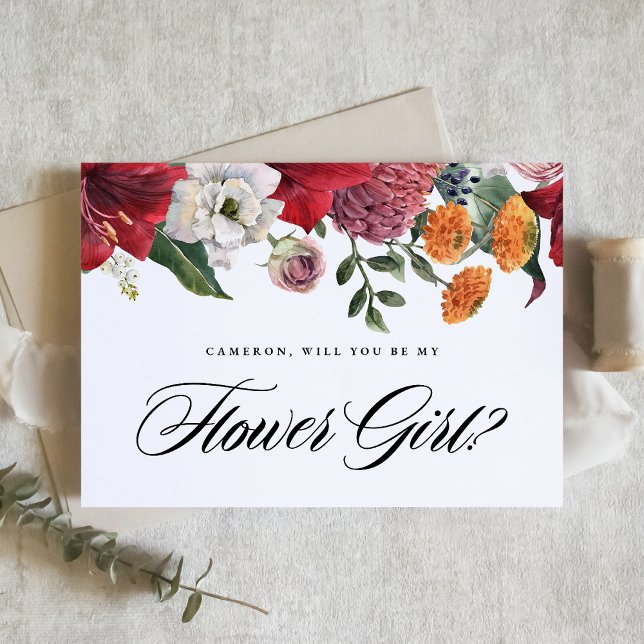 Carte Postale Red Amaryllis Floral Be My Matron of Honor (Créateur téléchargé)