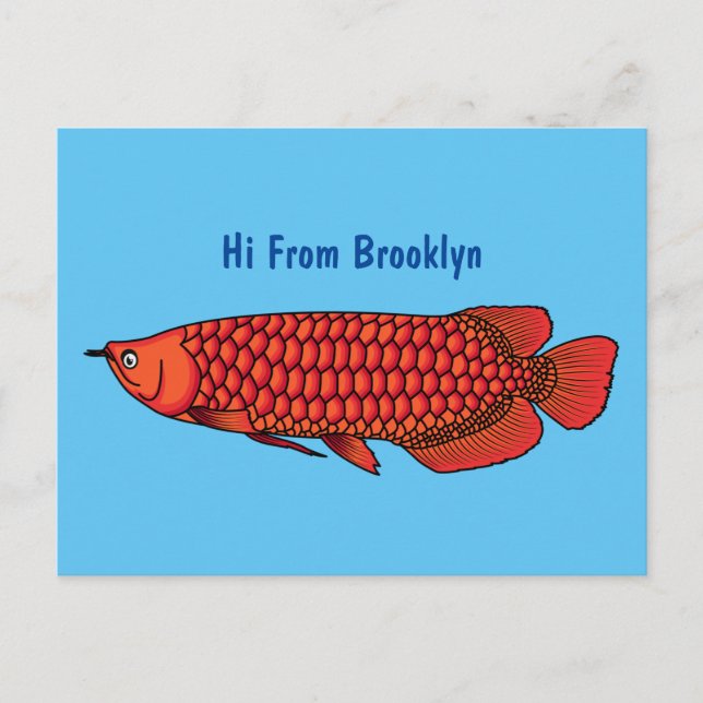 Carte Postale Red Arowana fish cartoon (Devant)