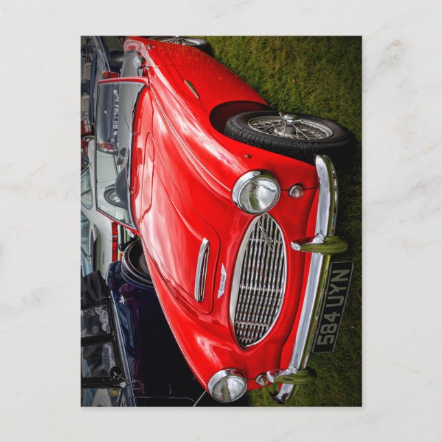 Carte Postale Red Austin Healey 3000 voiture de sport classique (Devant)
