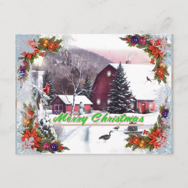 Carte postale Red Barn Christmas (Devant)