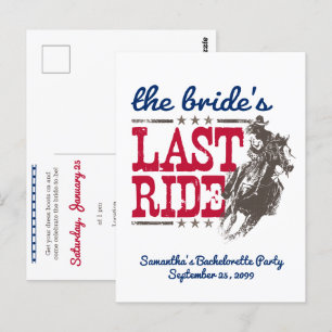 Carte Postale Red & Blue L'Invitation Dernier Ride de la mariée