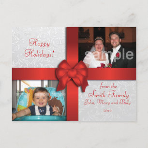Carte postale Red Bow Custom Photo Holiday