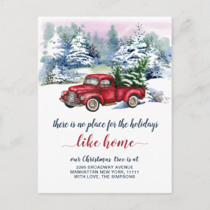 Carte Postale Red Christmas Truck Holiday Moving Faire-part