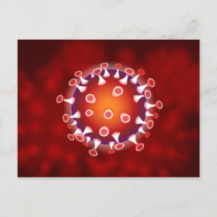 Carte Postale Red Corona Virus Covid Biologie