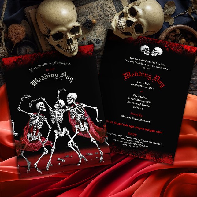 Carte Postale Red Death Dancing Skeletons Mariage gothique (Créateur téléchargé)
