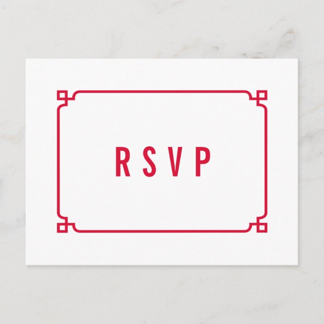 Carte postale Red Deco Chic Wedding RSVP (Devant)