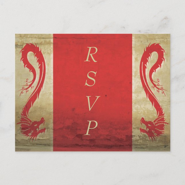 Carte postale Red Dragon Wedding RSVP (Devant)