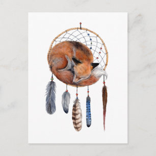 Carte Postale Red Fox dormant sur Dreamcatcher