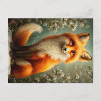 Carte Postale Red fox in winter forest