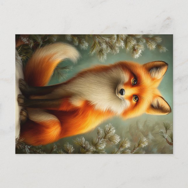 Carte Postale Red fox in winter forest (Devant)