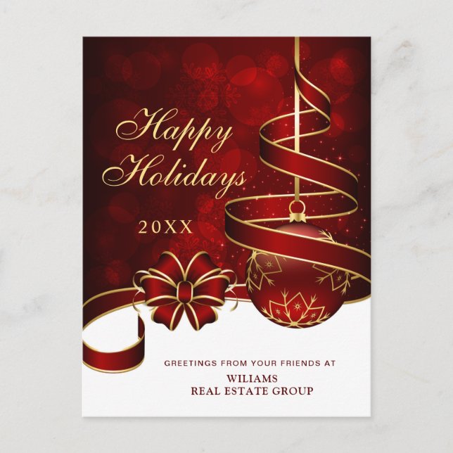 Carte Postale Red Gold Sparkle Christmas Ball Salutation d'entre (Devant)