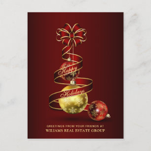 Carte Postale Red Gold Sparkle Christmas Ball Salutation d'entre