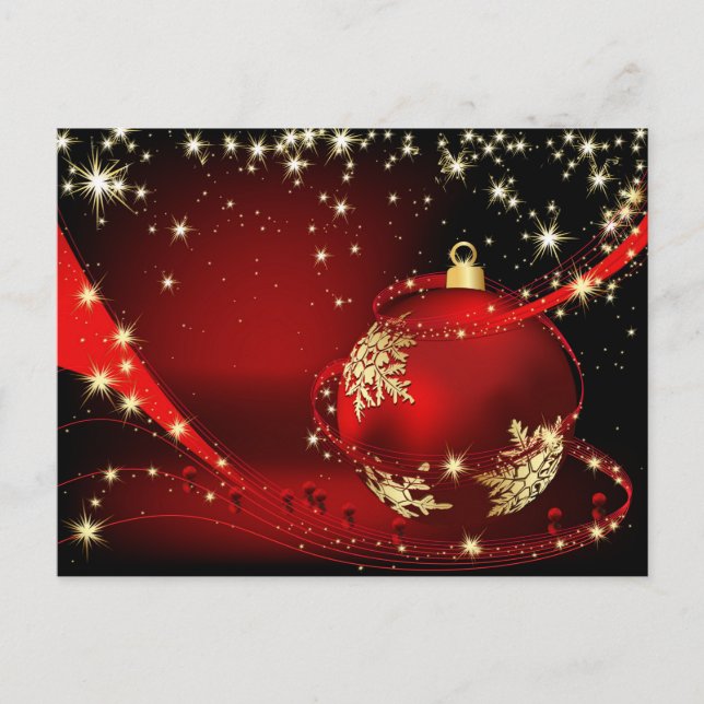 Carte Postale Red Gold Sparkle Christmas Ball Salutation d'entre (Devant)