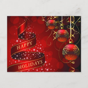 Carte Postale Red Gold Sparkle Christmas Ball Salutation d'entre