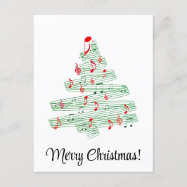 Carte Postale Red Green Music Notes et sapin de Noël