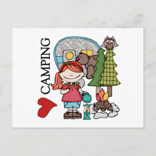 Carte Postale Red Hair Girl I Love Camping