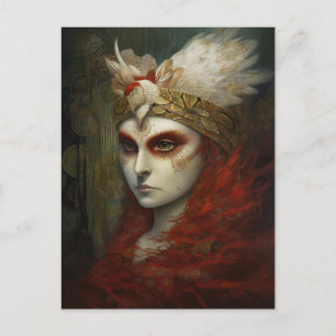 Carte Postale Red Haired Woman Feather Crown