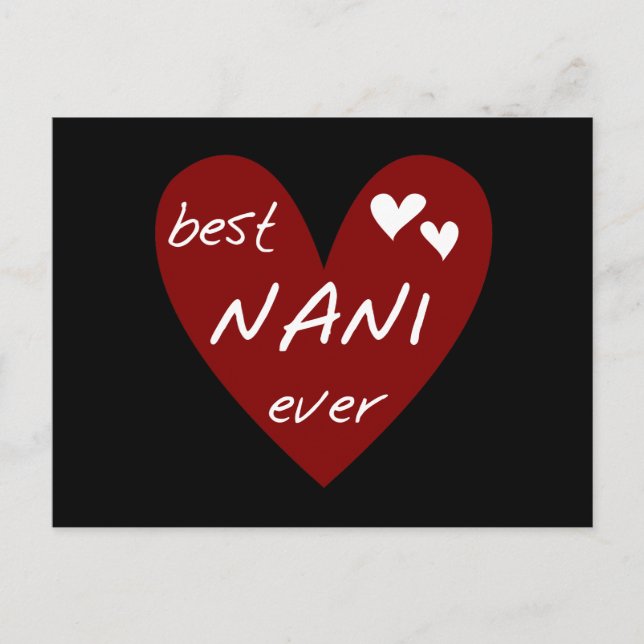 Carte Postale Red Heart Best Nani T-shirts et GIfts Ever (Devant)