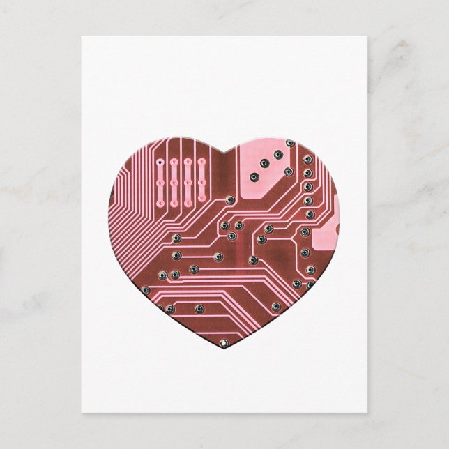 Carte Postale Red Heart Circuit Board Valentines (Devant)