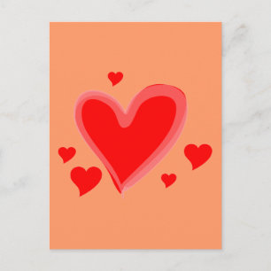Carte Postale Red Hearts Peace Love Destiny