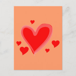 Carte Postale Red Hearts Peace Love Destiny