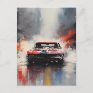 Carte Postale Red Muscle Car direction