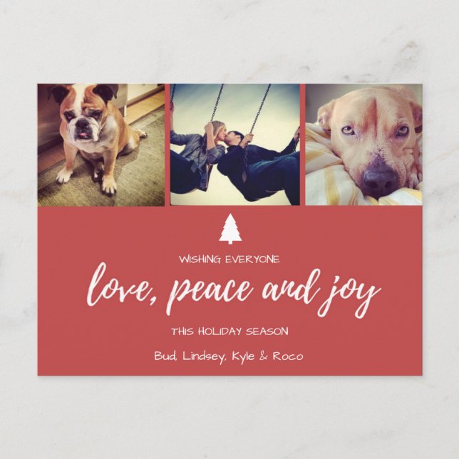 Carte postale Red Photo Love Peace and Joy Christm (Devant)