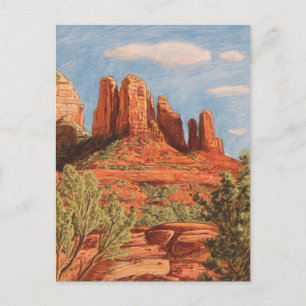 Carte Postale Red Rock, Sedona, Arizona, dessin Crayon