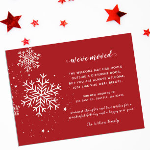 Carte Postale Red Snowflakes Flurries Holiday Moving