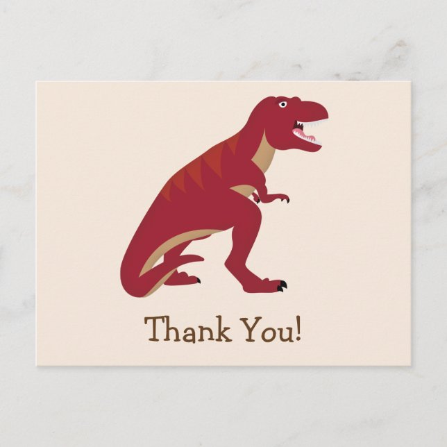 Carte Postale Red T-Rex, Merci de Dinosaur Kid (Devant)
