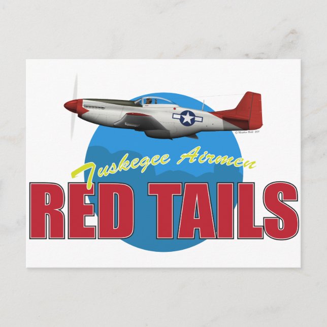 Carte Postale Red Tails Tuskegee Airmen avec P-51 (Devant)