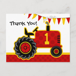 Carte Postale Red Tractor 1er anniversaire Merci
