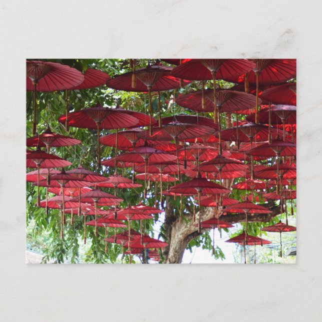 Carte Postale Red Umbrellas in the Sky - Asian Postcard (Devant)