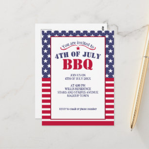 Carte Postale Red White Blue Stars Stripes drapeau américain 4 j
