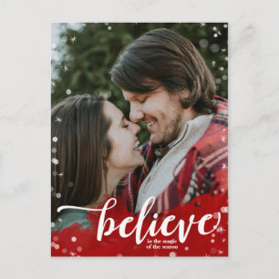 Carte Postale Red & White Sparkle Croyez en la magie Noël