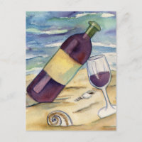 Carte postale Red Wine and Cheese Beach Party