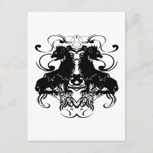 Carte Postale Réélaboration de Lions Vintage avec des Tourbillon