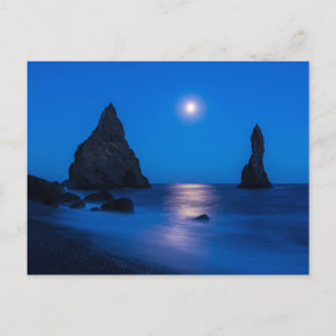 Carte Postale Reflet du lever de lune   Islande, Reynisdrangur