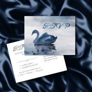 Carte Postale Reflets brumeux Entrée RSVP Cygne Bleu Poussiére
