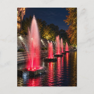 Carte postale Reflets de la Fontaine Rouge la nuit